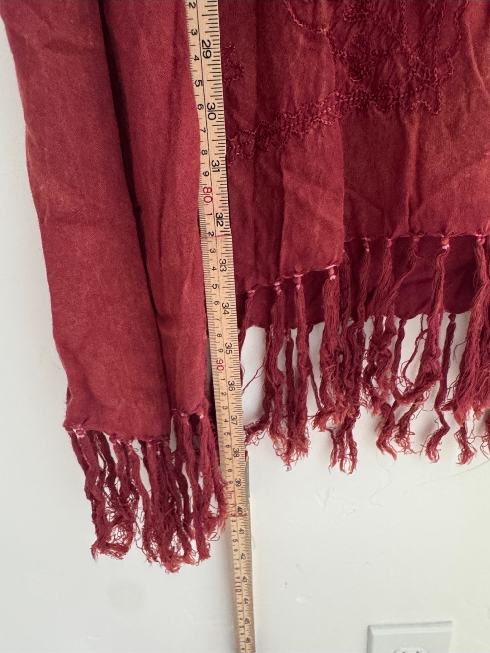 Vintage 90s Acid Wash Embroidered Fringe Tunic Dress Boho Festival Hippie M/L - Picture 12 of 12